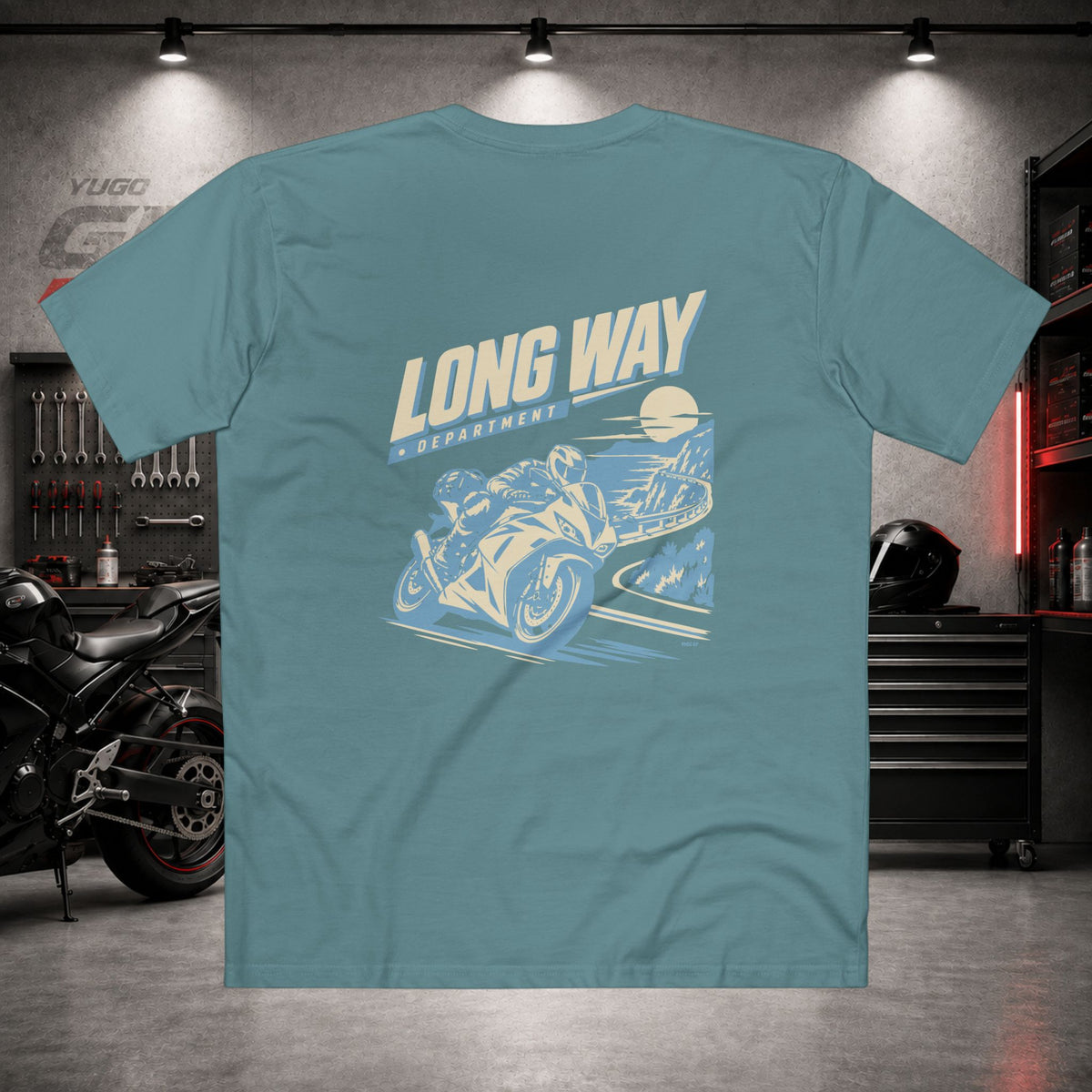 Yugo GP Long Way Department | Back Graphic Tee