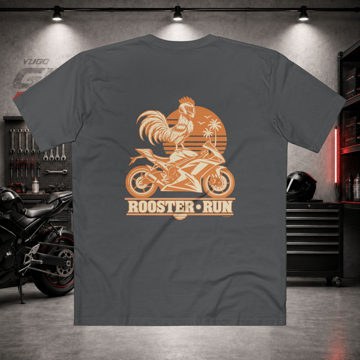 Yugo GP Rooster Run | Back Graphic Tee