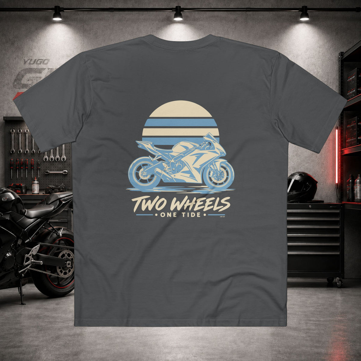Yugo GP Two Wheels One Tide | Back Graphic Tee