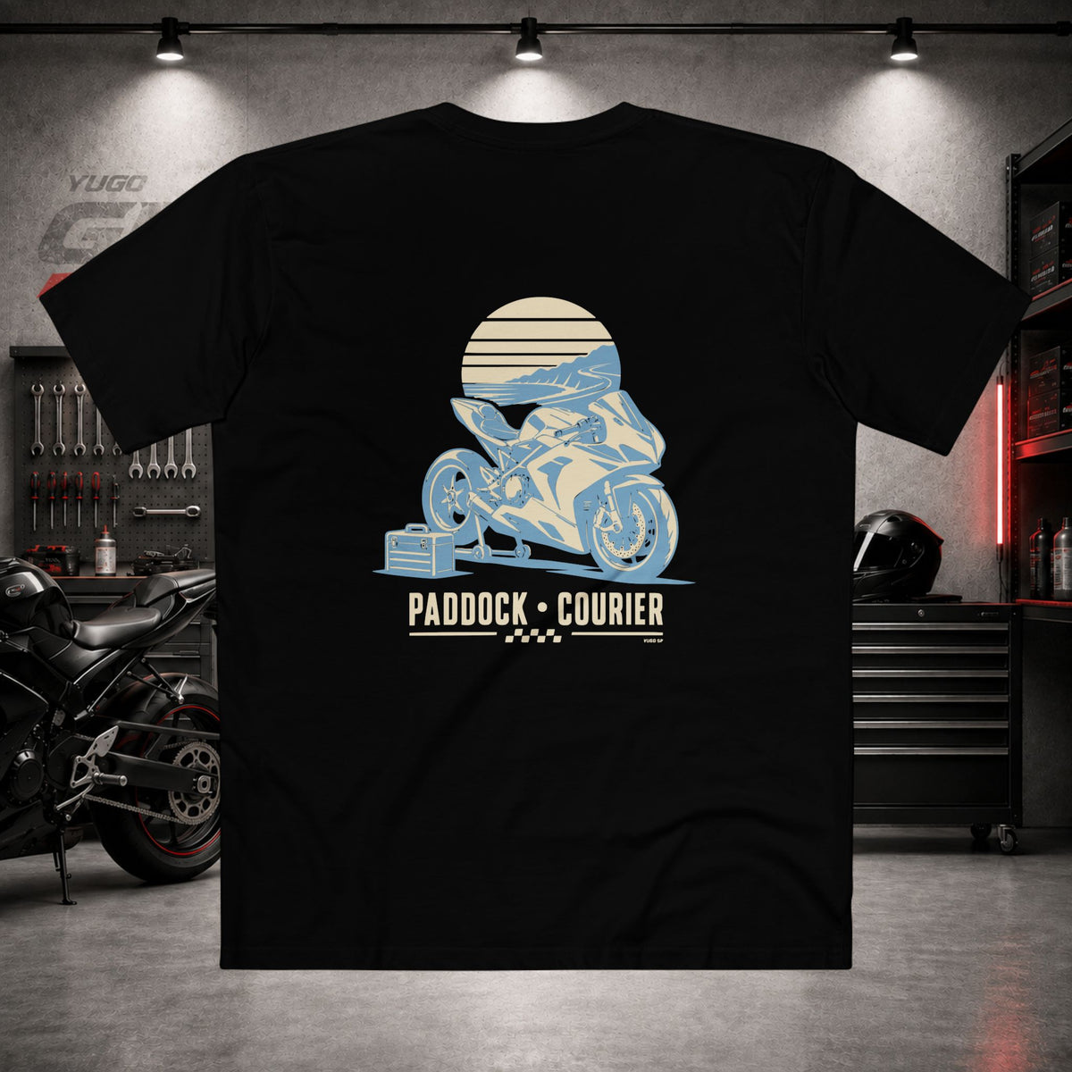 Yugo GP Paddock Courier | Back Graphic Tee