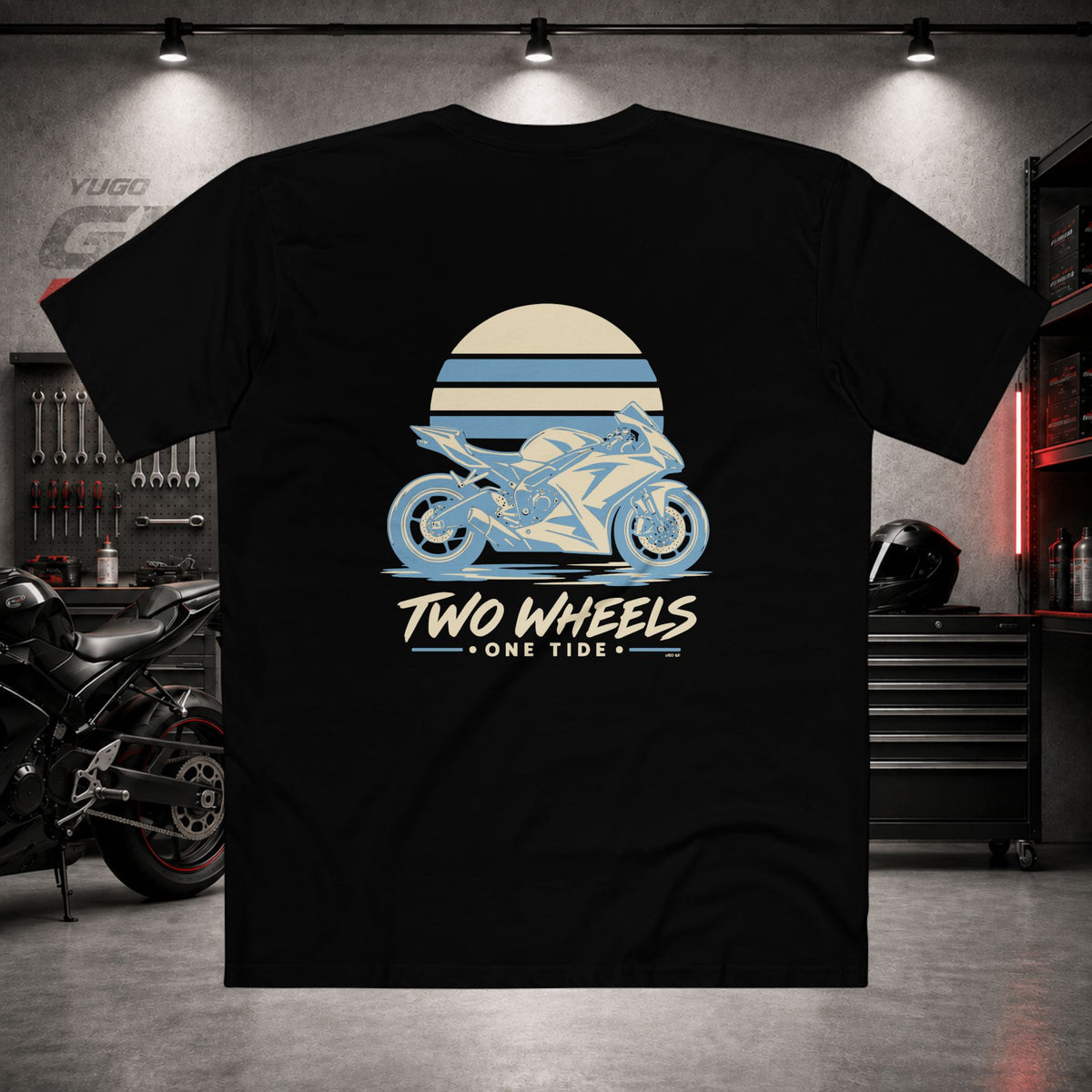 Yugo GP Two Wheels One Tide | Back Graphic Tee
