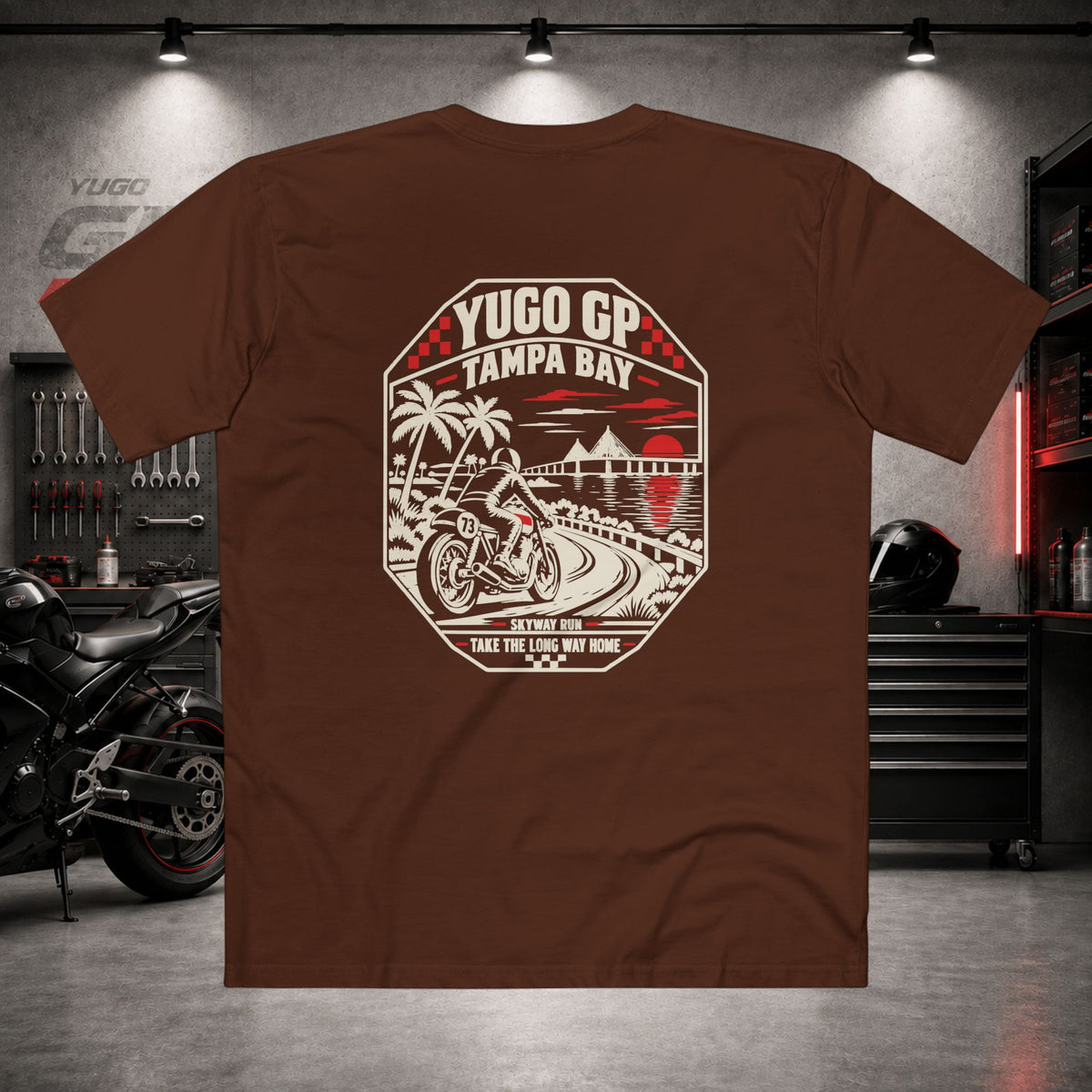 Yugo GP Tampa Bay Skyway Run | Back Graphic Tee