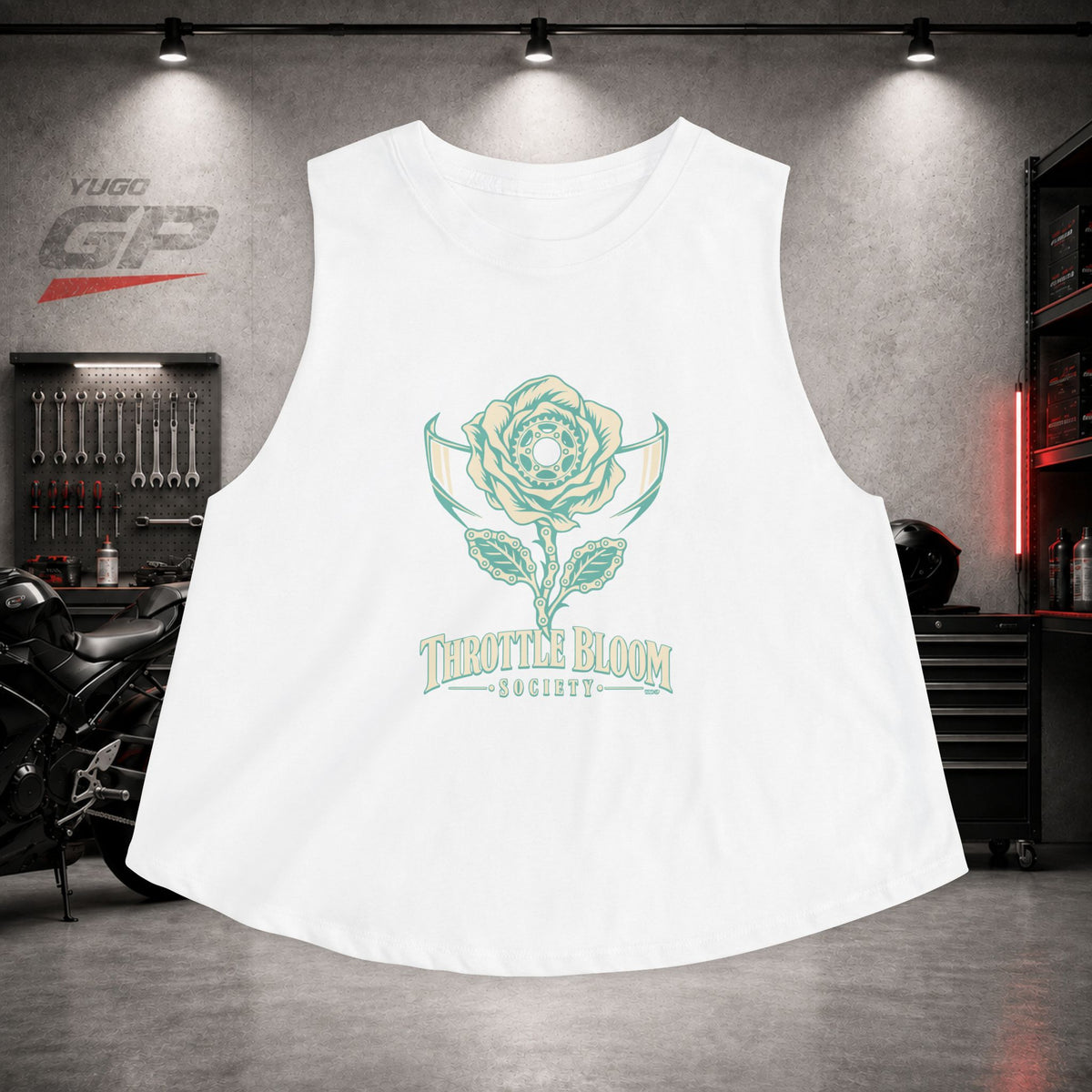 Yugo GP Throttle Bloom Society | Her Crop Tank