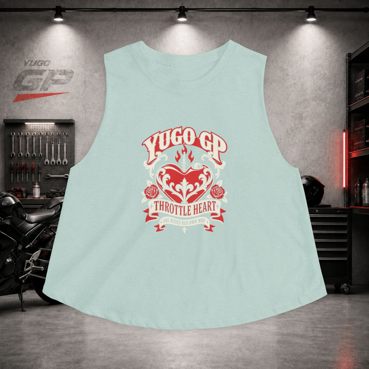 Yugo GP Throttle Heart | Her Crop Tank