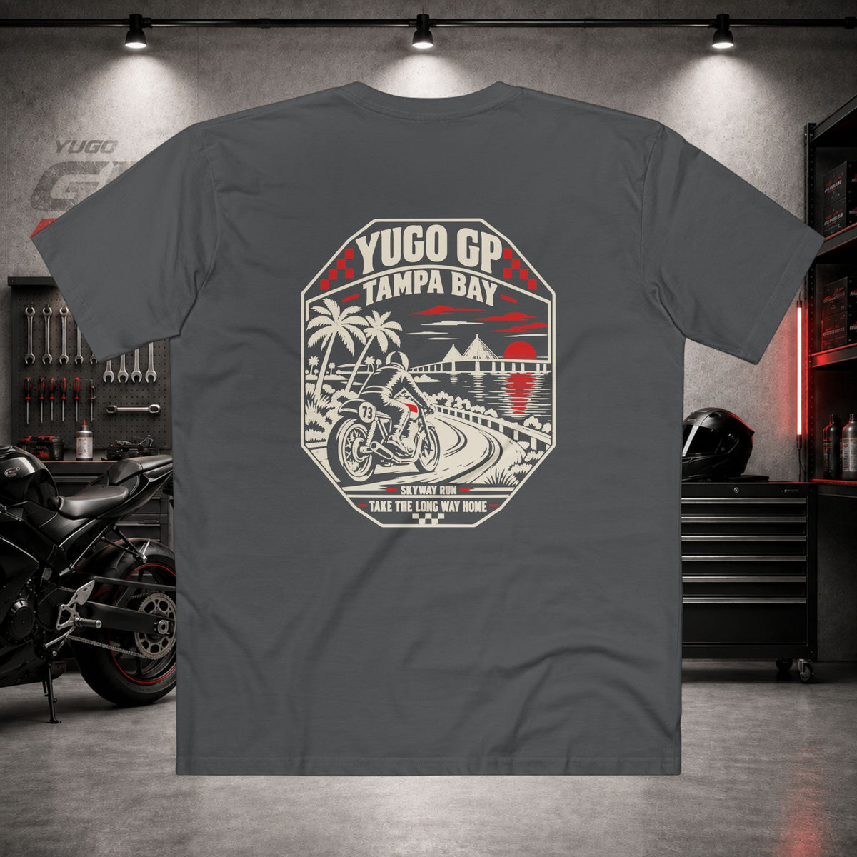 Yugo GP Tampa Bay Skyway Run | Back Graphic Tee