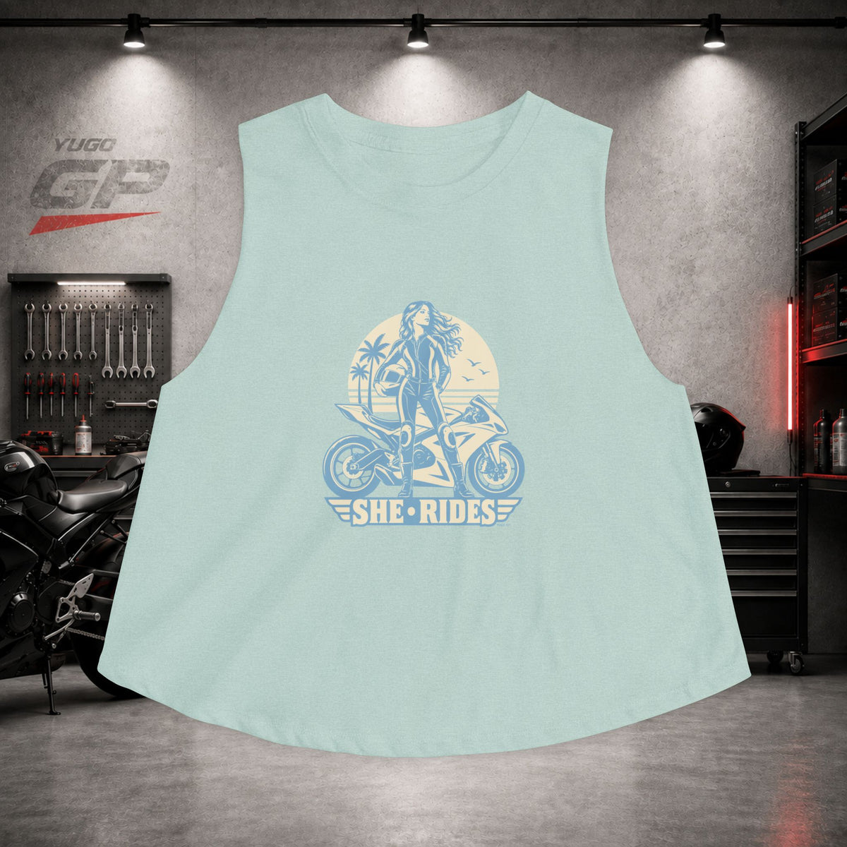 Yugo GP She Rides | Her Crop Tank