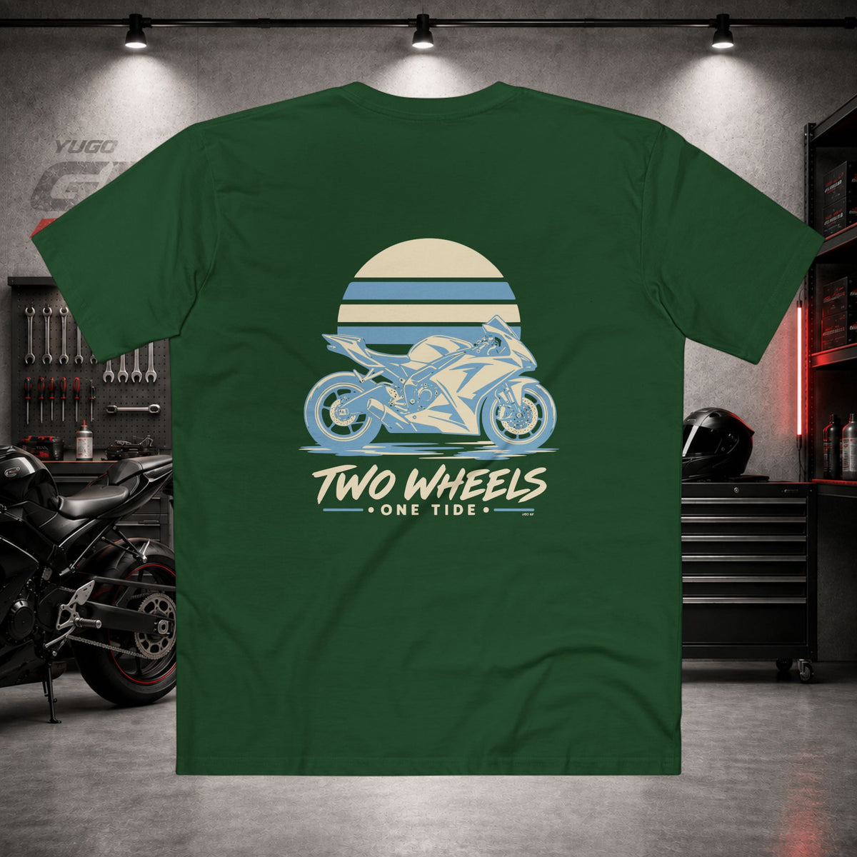 Yugo GP Two Wheels One Tide | Back Graphic Tee