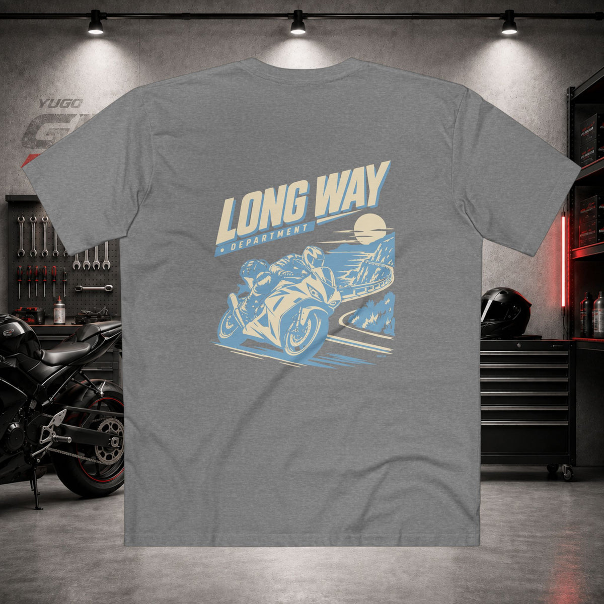 Yugo GP Long Way Department | Back Graphic Tee