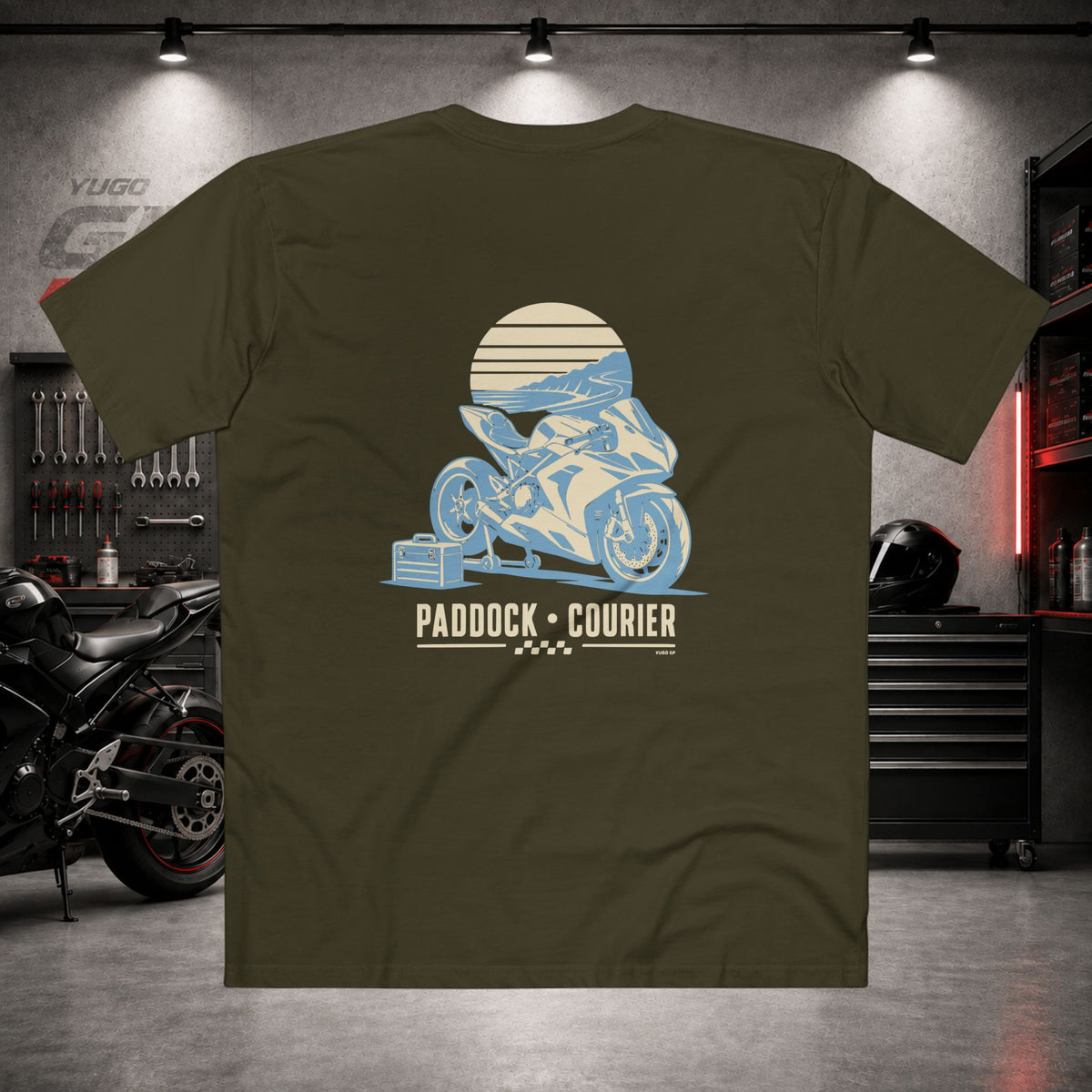 Yugo GP Paddock Courier | Back Graphic Tee