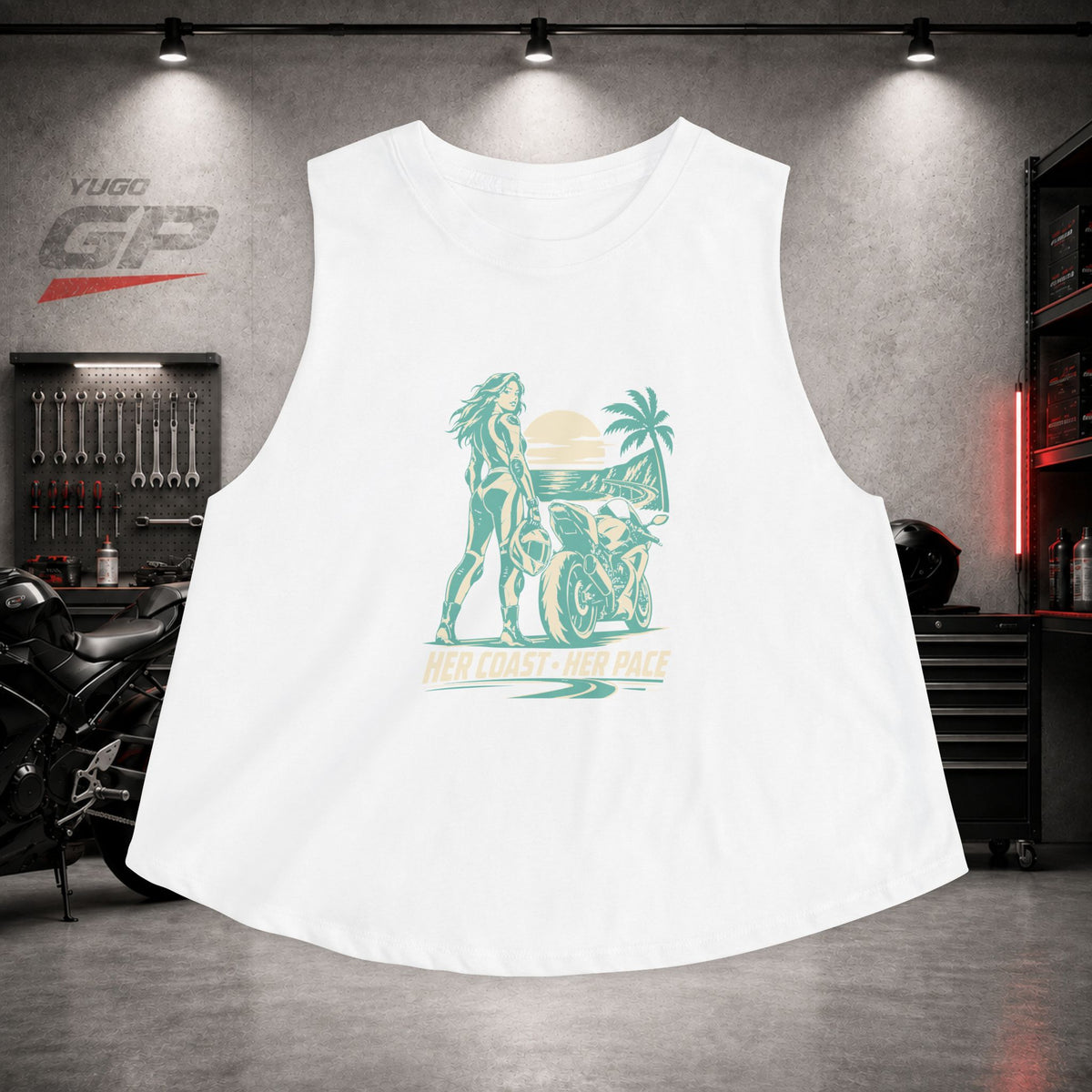 Yugo GP Her Coast Her Pace | Her Crop Tank