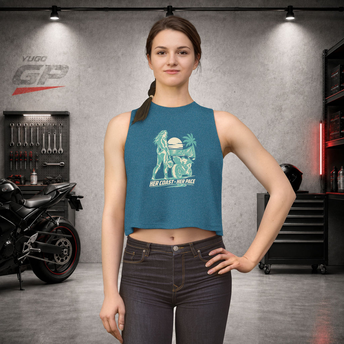 Yugo GP Her Coast Her Pace | Her Crop Tank