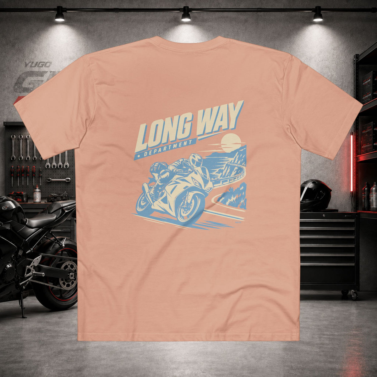 Yugo GP Long Way Department | Back Graphic Tee