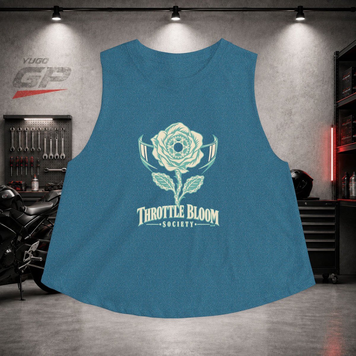 Yugo GP Throttle Bloom Society | Her Crop Tank