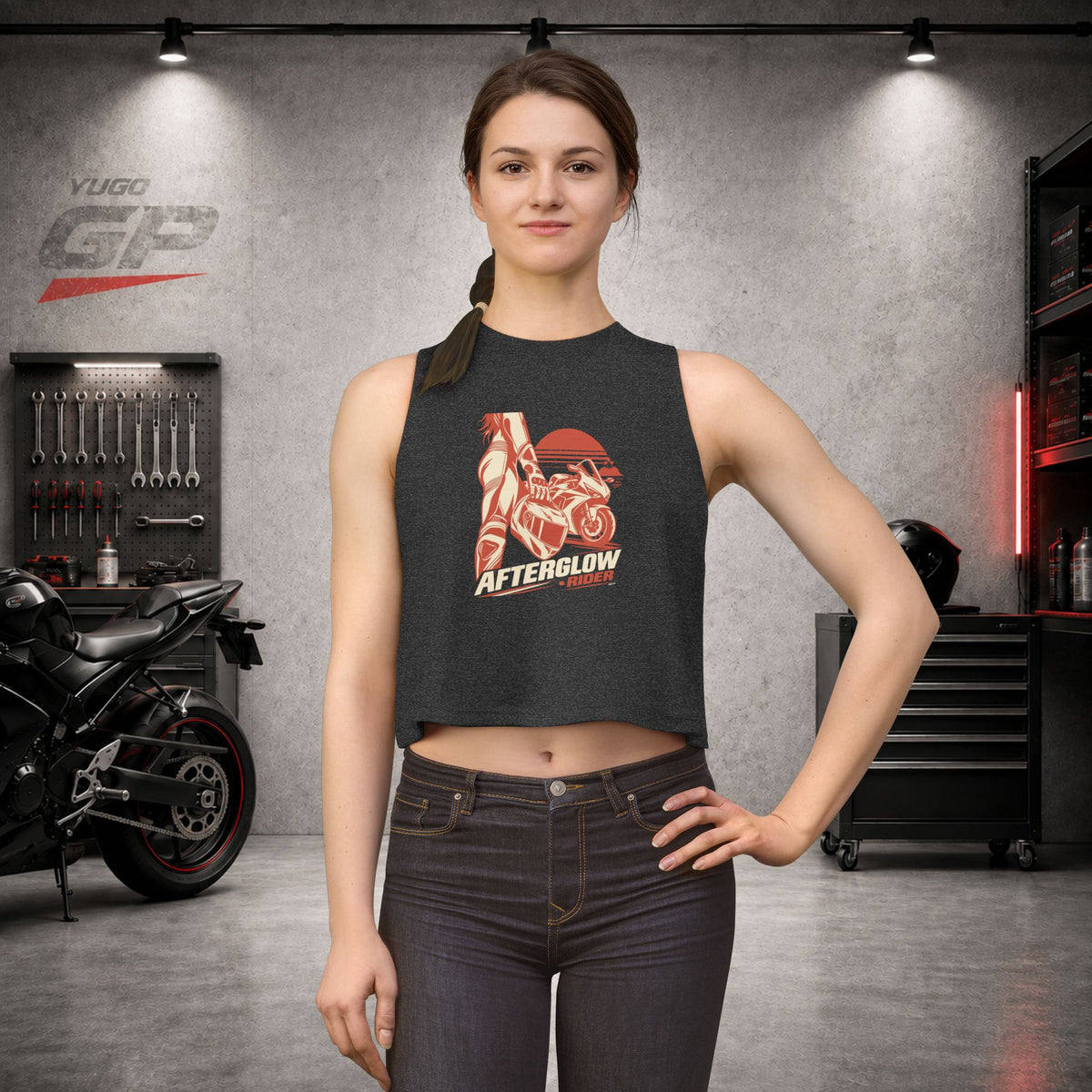 Yugo GP Afterglow Rider | Her Crop Tank