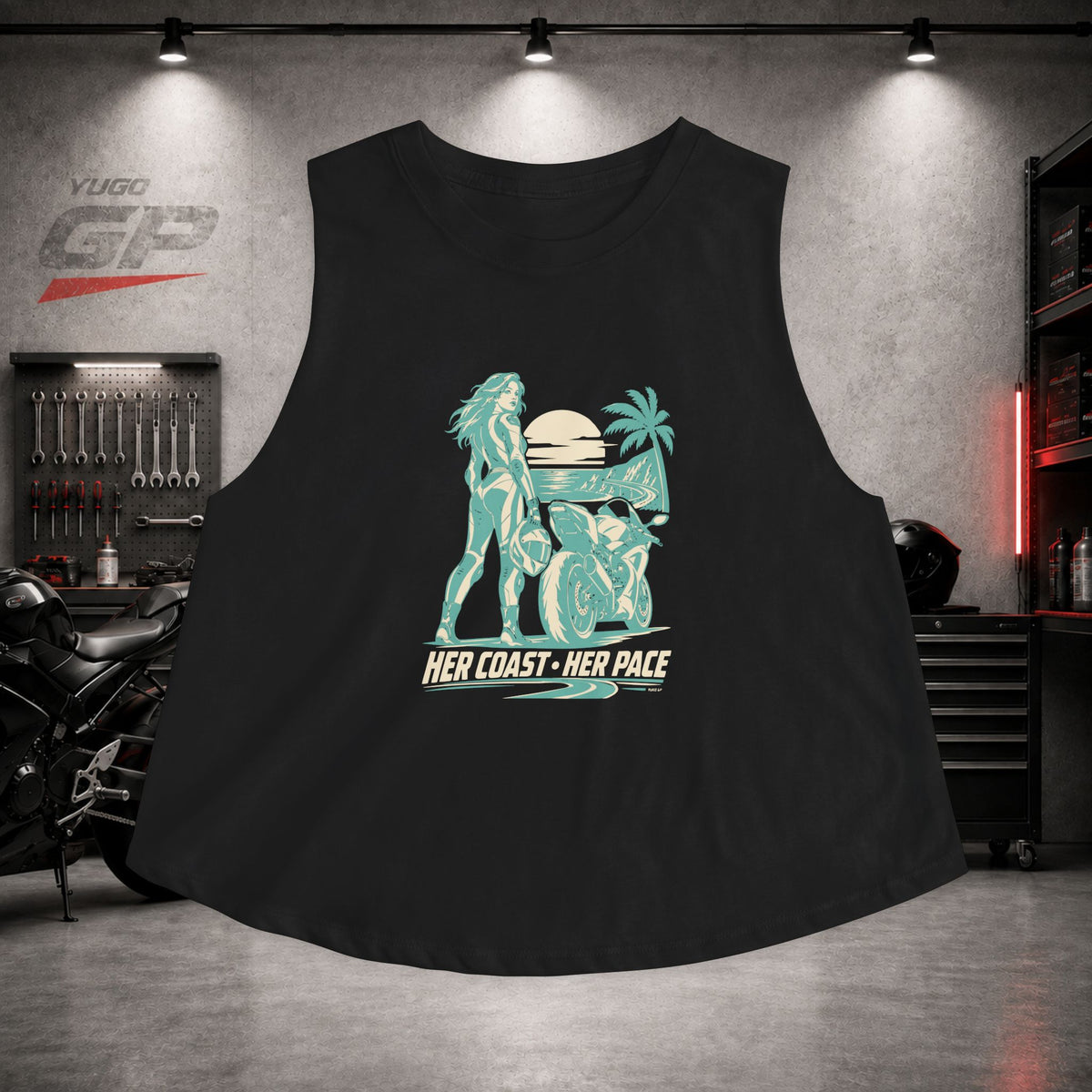 Yugo GP Her Coast Her Pace | Her Crop Tank