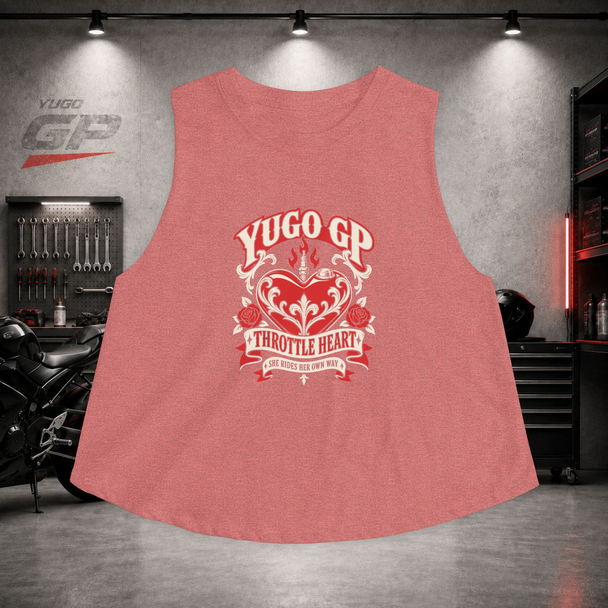Yugo GP Throttle Heart | Her Crop Tank