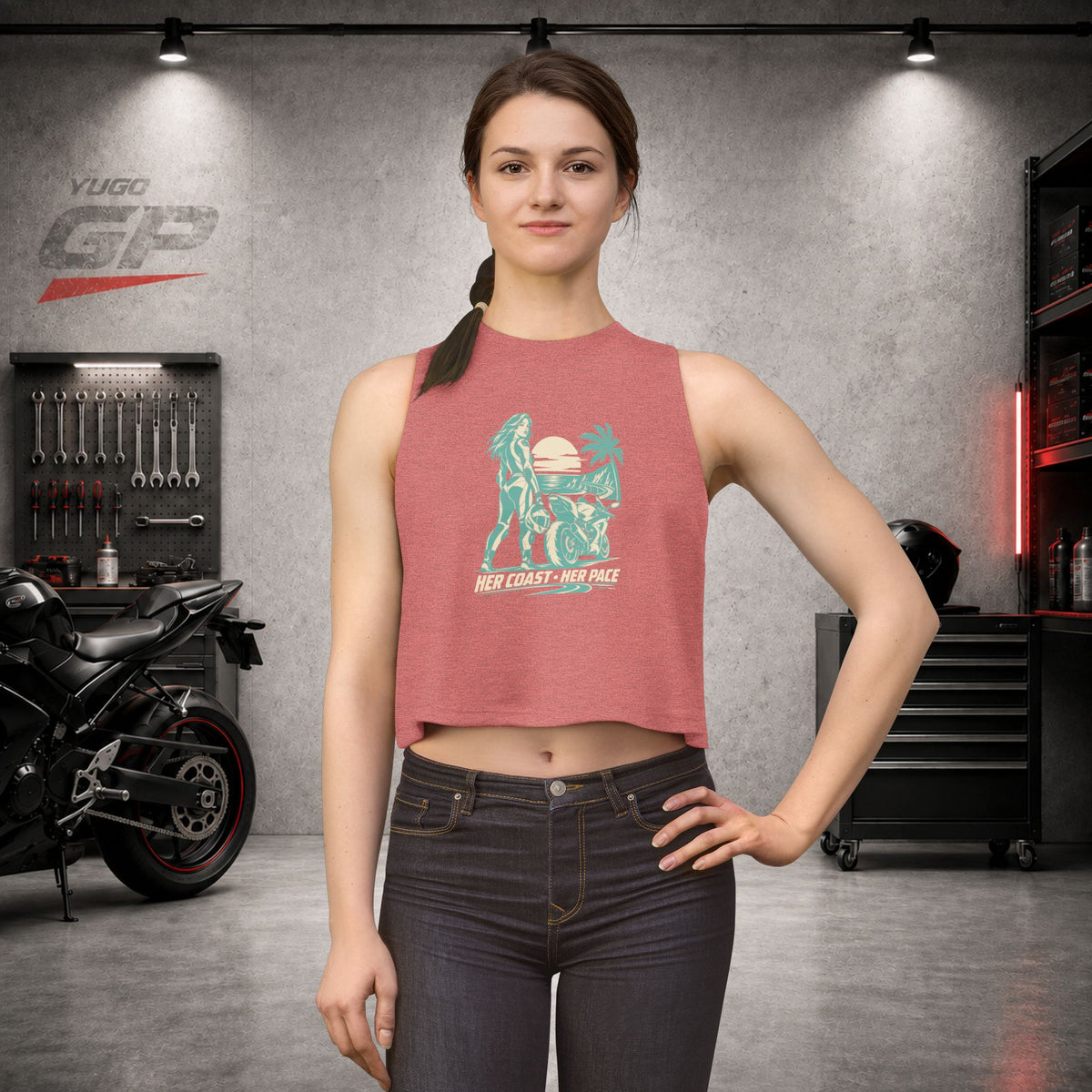 Yugo GP Her Coast Her Pace | Her Crop Tank