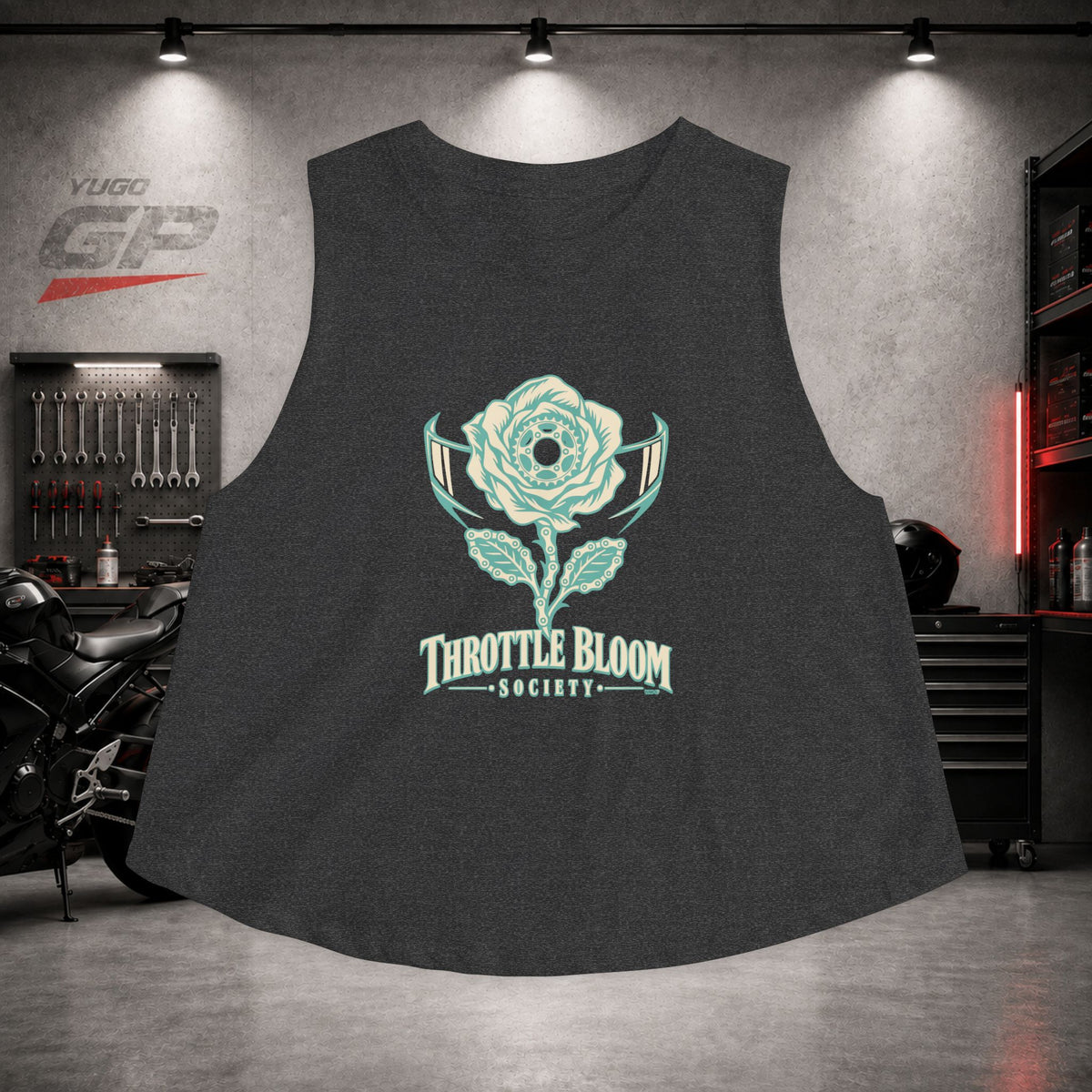 Yugo GP Throttle Bloom Society | Her Crop Tank