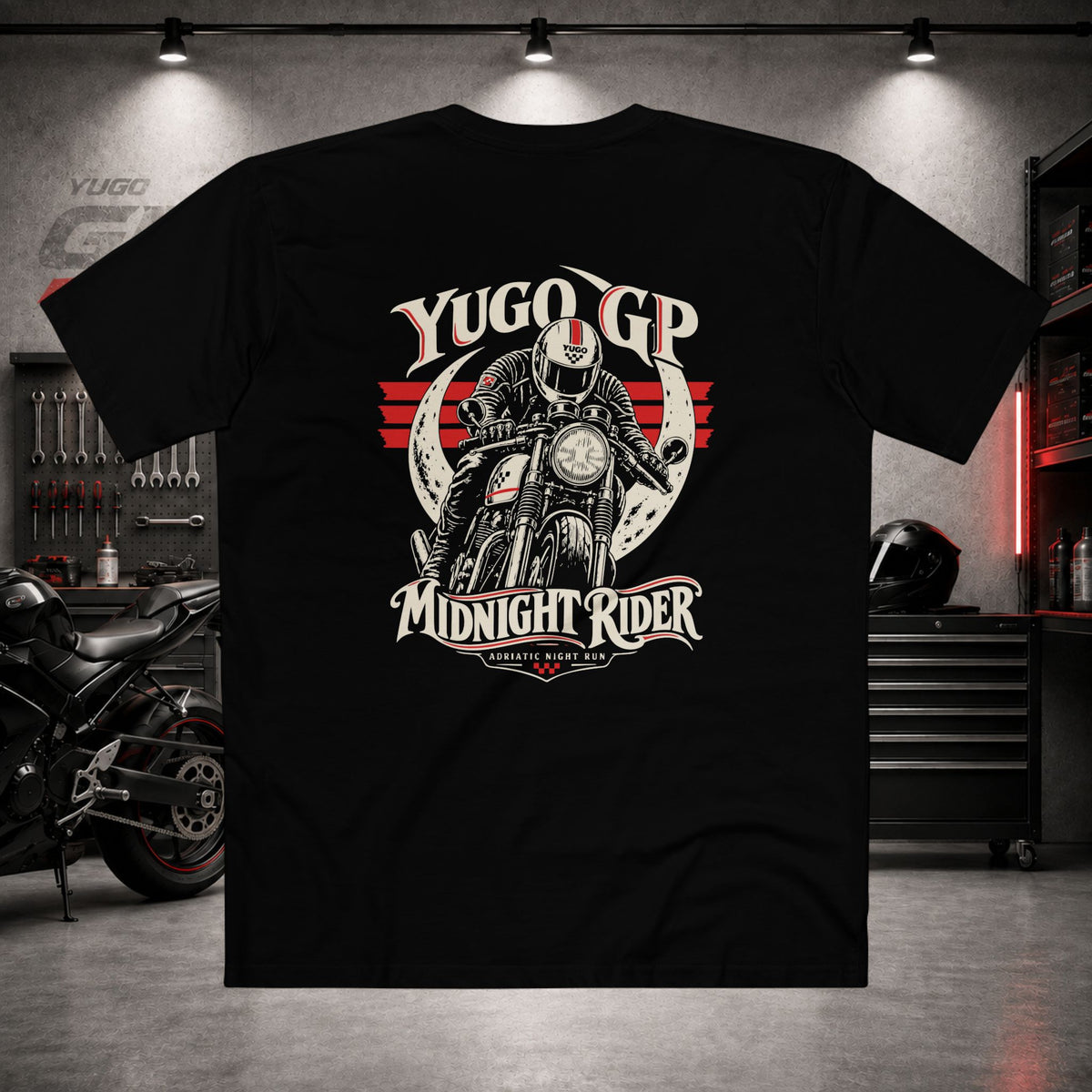 Yugo GP Midnight Rider | Back Graphic Tee