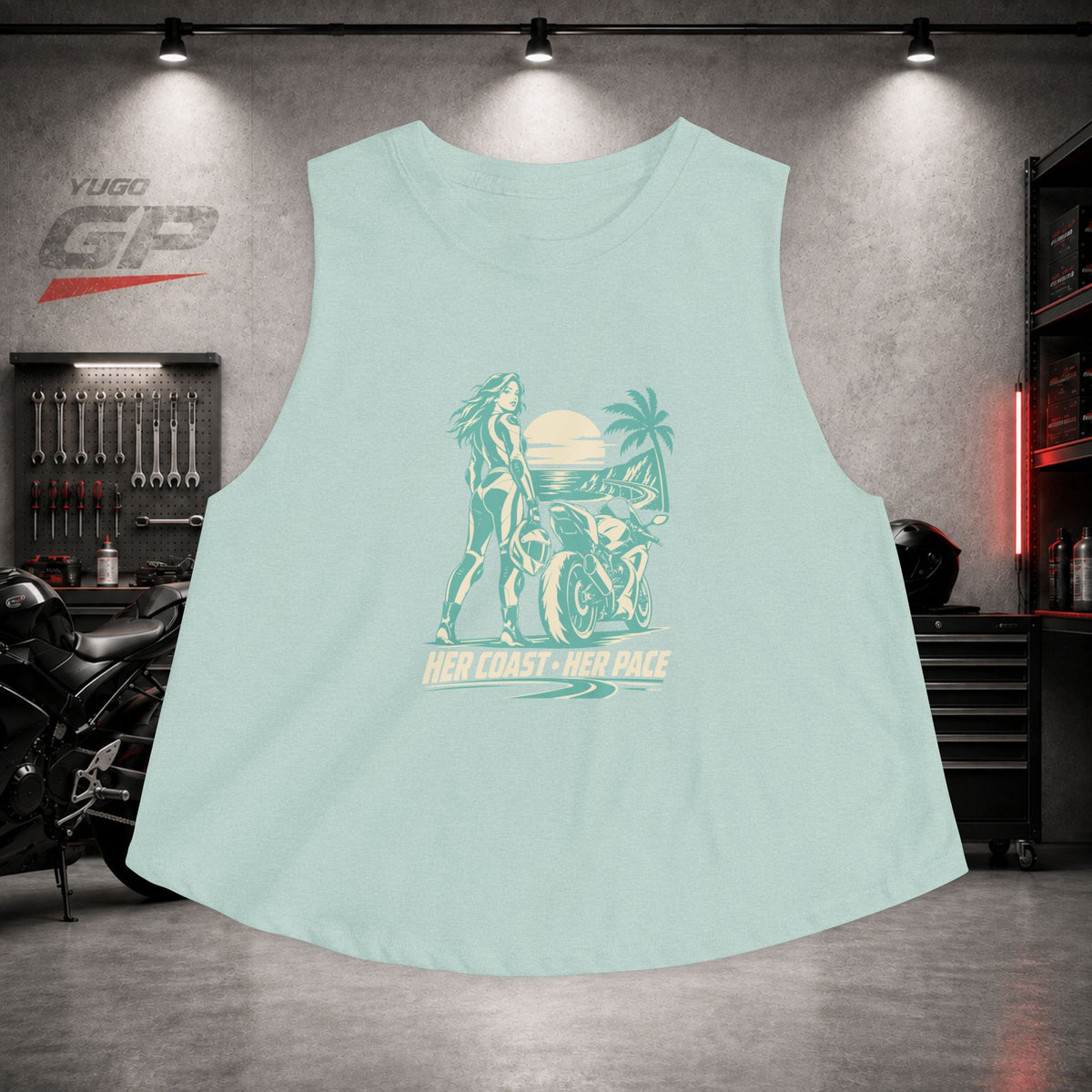 Yugo GP Her Coast Her Pace | Her Crop Tank