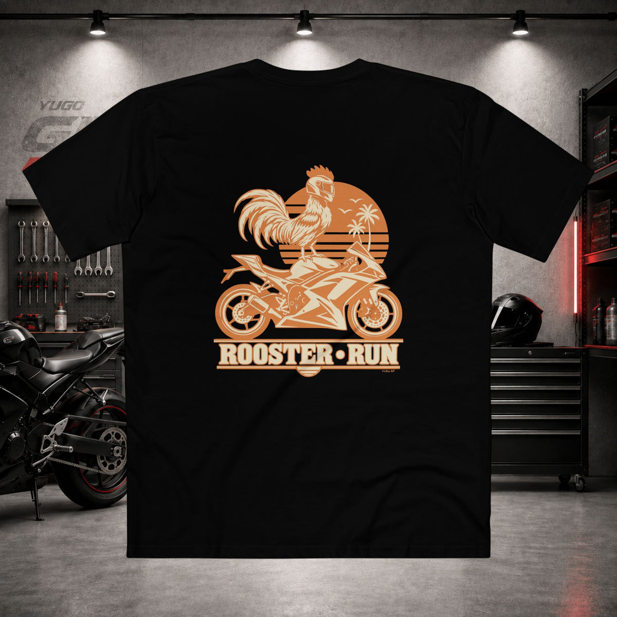 Yugo GP Rooster Run | Back Graphic Tee