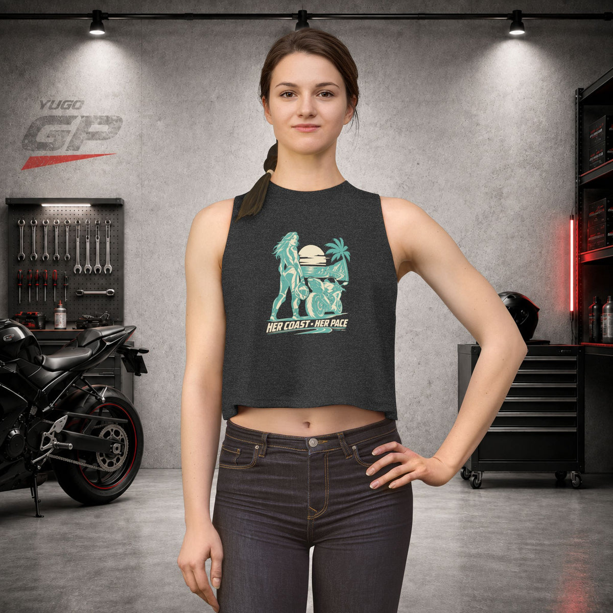 Yugo GP Her Coast Her Pace | Her Crop Tank