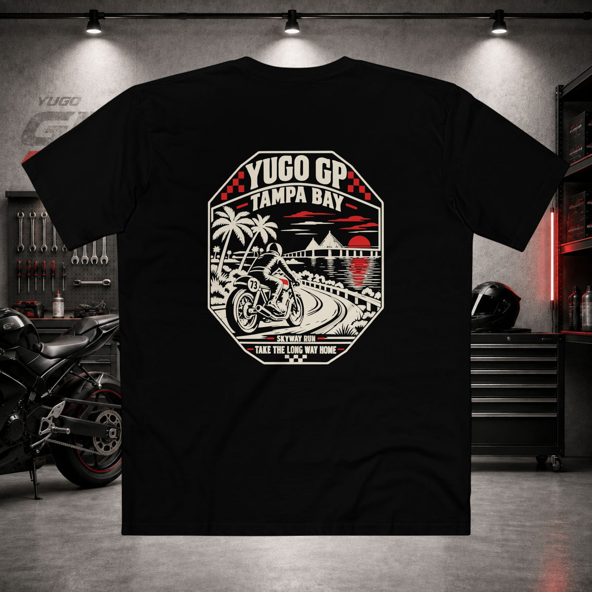 Yugo GP Tampa Bay Skyway Run | Back Graphic Tee