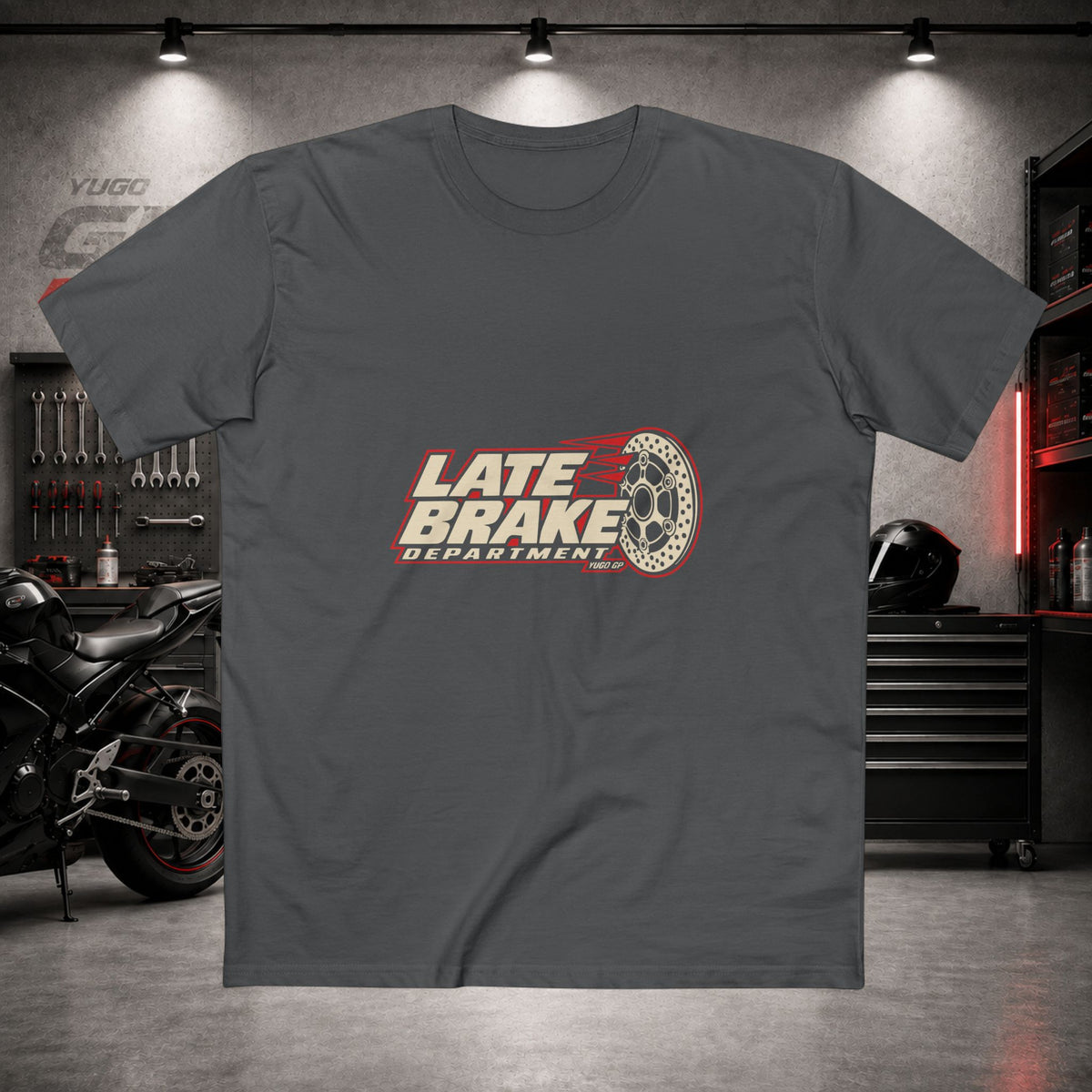 Yugo GP Late Brake Department | Front Graphic Tee